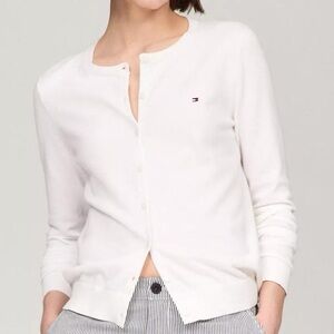 Tommy Hilfiger 100% Cotton White Button Cardigan